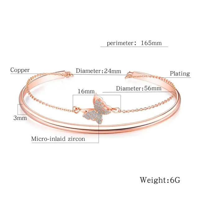 OOVOV Bangle Bracelets Gift for Women Teen Girl Plating Rose Gold Jewelry Diamond Demon Eye Bracelet