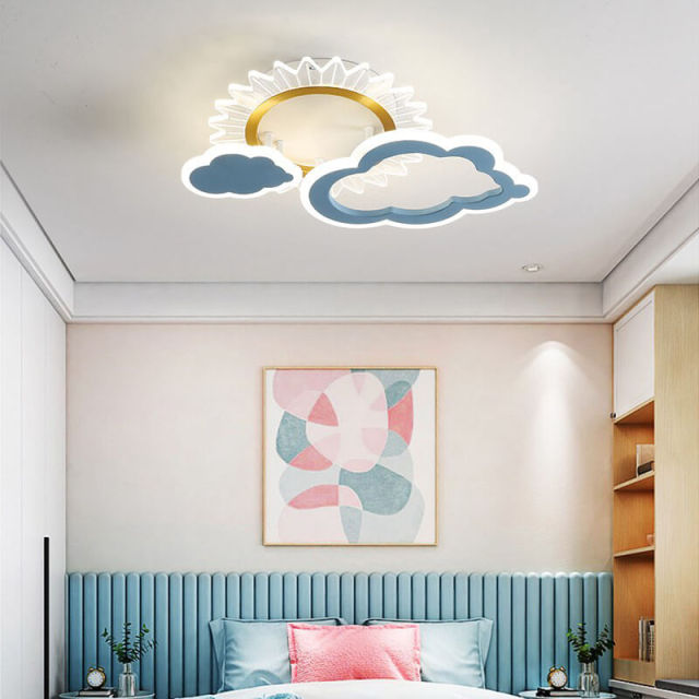 OOVOV Sun Flower Ceiling Fixture LED Ceiling Light Acrylic Cloud Childrens Lighting for Boys and Grils Bedroom Kids Room Study Room