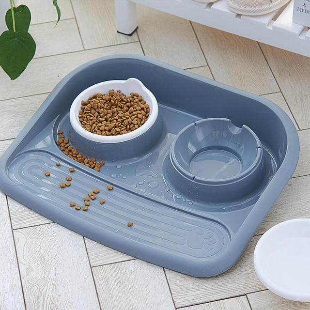 OOVOV Double PP Pet Bowl for Dog Cat with Splash proof and Leakproof Tilted Stand