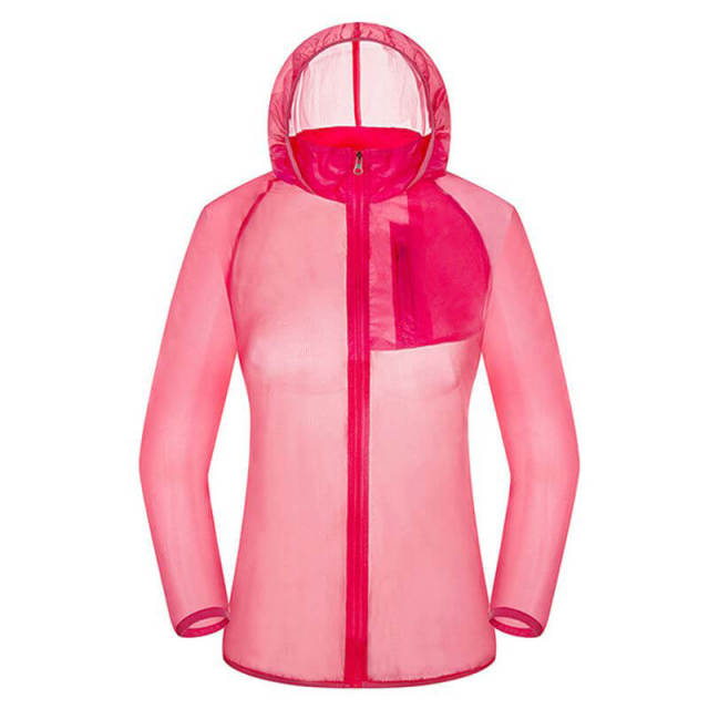 OOVOV Summer Outdoor Sun Protection Clothing,Women Men UV UPF 40+ Transparent Sun Proof Jacket Hoodie Skin Coat Quick Dry