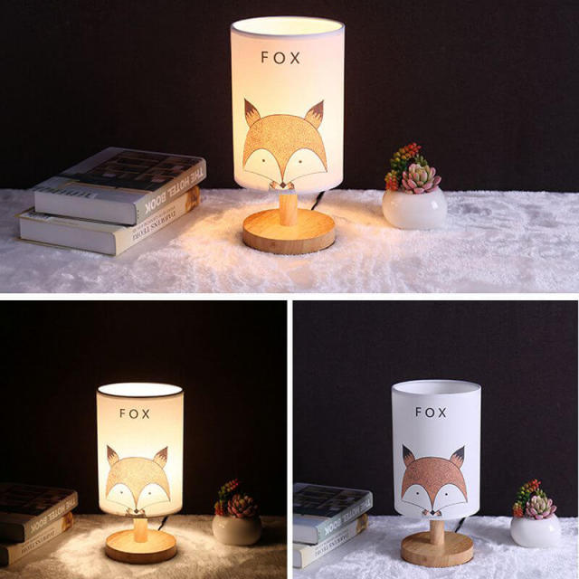 OOVOV Kids Room Fabric Small Table Lamp Simple Baby Room Bedroom Bedsides Mini Desk Light Nightlight