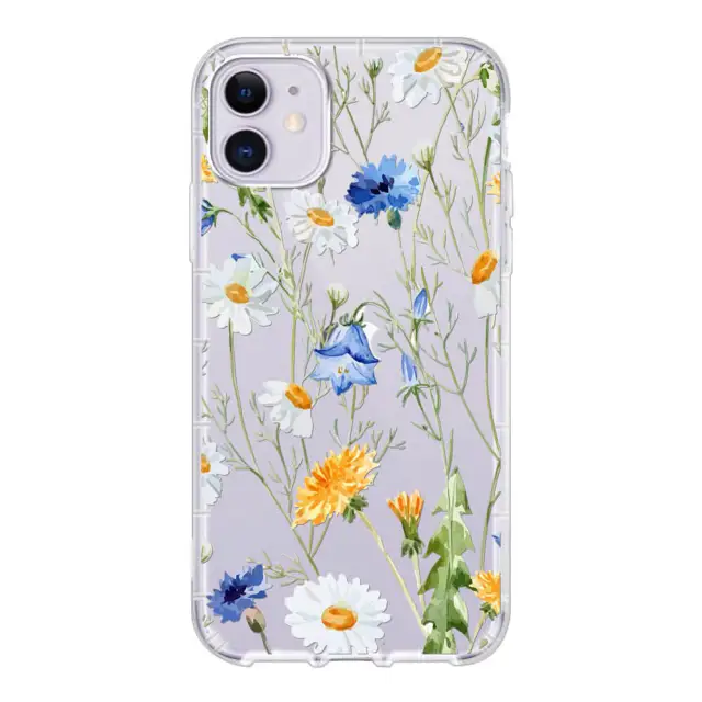 OOVOV Case for iPhone 11 / iPhone 12 Cute Case with Flowers for Girly Women Clear Floral Pattern Hard Back Skin Cover Phone Case for iPhone 6.1 inch