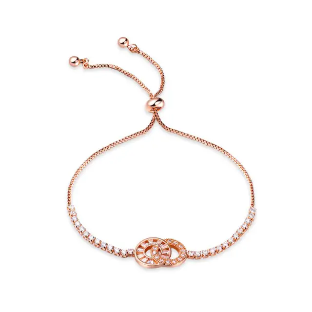 OOVOV Rose Gold Plated Cubic Zirconia Classic Tennis Bracelet for Women, Adjustable Slider,Butterfly Bracelet,Wing Bracelet