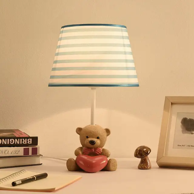 OOVOV Cartoon Cloth Bear Baby Room Desk Lamp Child Room Desk Light Bedroom Bedsides Table Lamp