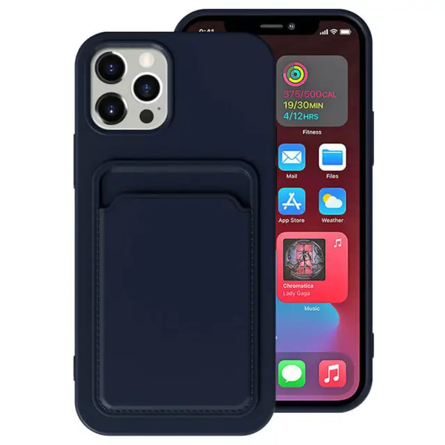 OOVOV 6.1 inch Phone Case for iPhone 12 Pro Phone Case with Card Holder for Back of iPhone 12 Soft TPU Phone Cover with Card Holder