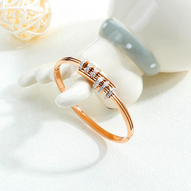 OOVOV Valentine Day Gift Rhinestone Bracelet Bangle Clear Crystal Bracelet Bangle Lightweight Rose Gold Plated Bracelet