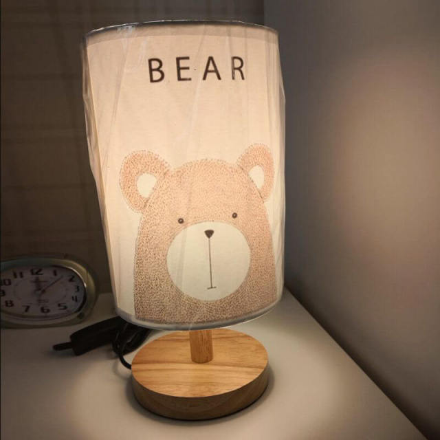 OOVOV Kids Room Fabric Small Table Lamp Simple Baby Room Bedroom Bedsides Mini Desk Light Nightlight