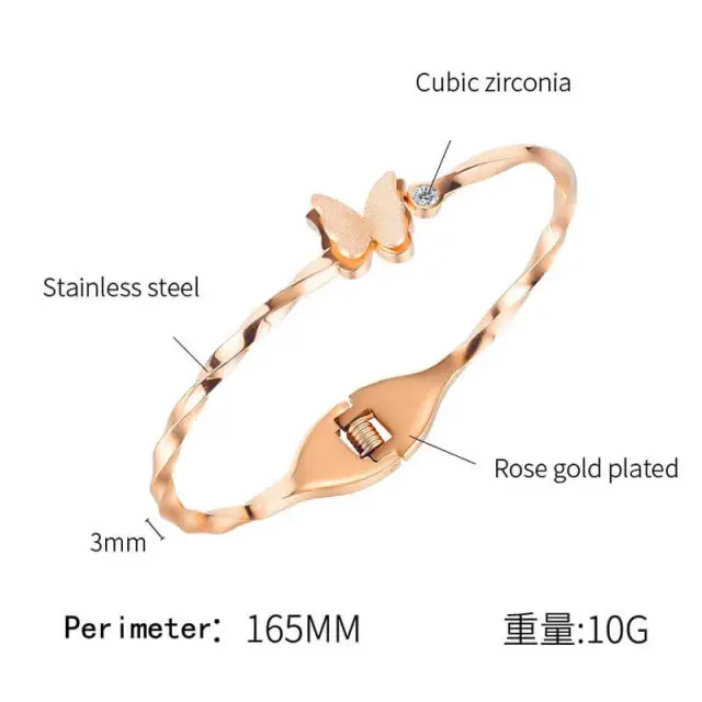 OOVOV Women's Jewelry Hinged Rose Gold Bangle Bracelet,Classic Stainless Steel Bangle with Cubic Zirconia for Mom Lover Friends Gift