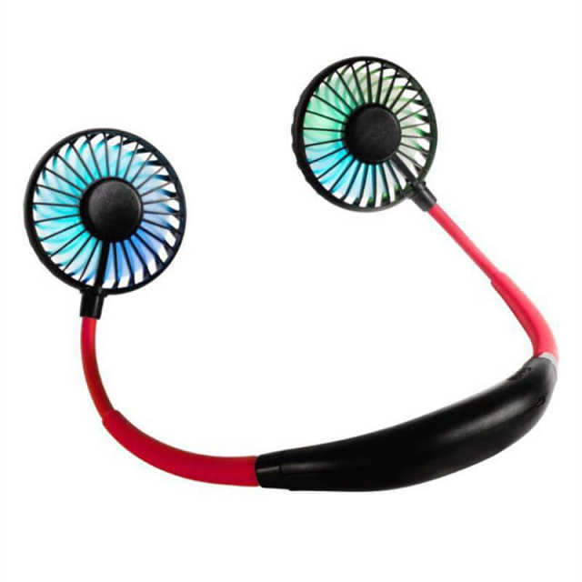 OOVOV Neck Fan,Portable USB Rechargeable LED Fan Headphone Design Hand Free Personal Fan Wearable Cooler Fan with Dual Wind Head for Traveling Outdoor
