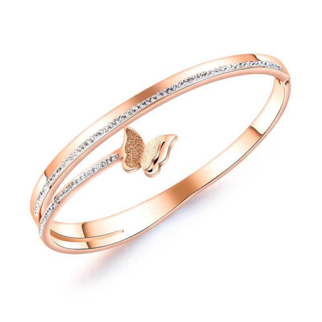 OOVOV Valentine Day Gift Rhinestone Bracelet Bangle Clear Crystal Bracelet Bangle Lightweight Rose Gold Plated Bracelet