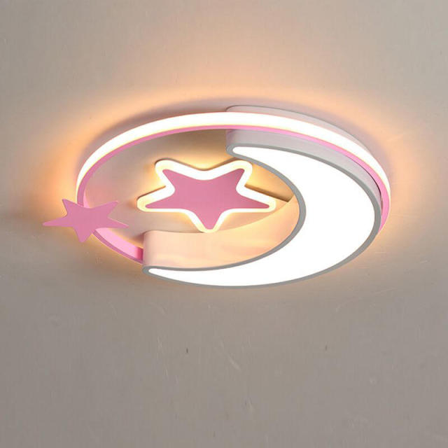 OOVOV Star Moon Ceiling Lamp Cartoon Ceiling Lights Fixture with LED Light Sources for Kids Room Baby Room Bedroom