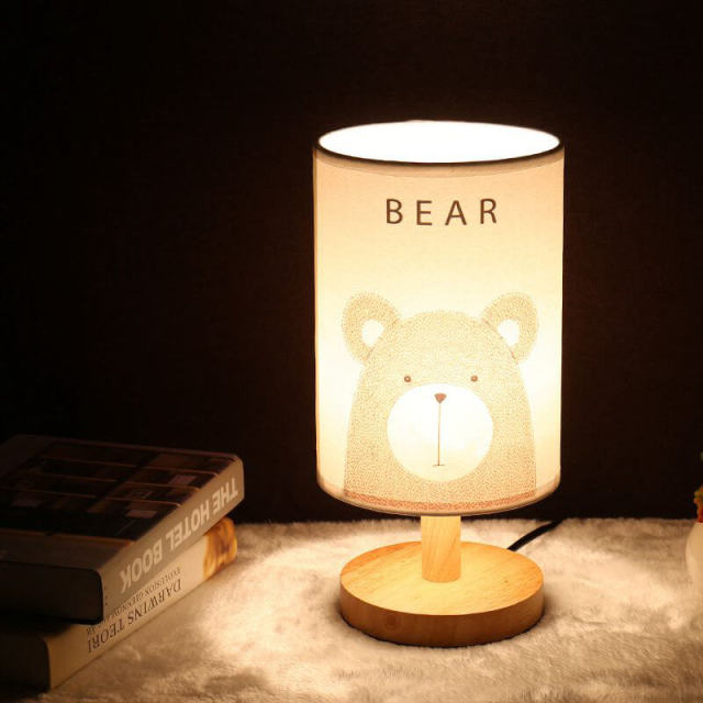 OOVOV Kids Room Fabric Small Table Lamp Simple Baby Room Bedroom Bedsides Mini Desk Light Nightlight