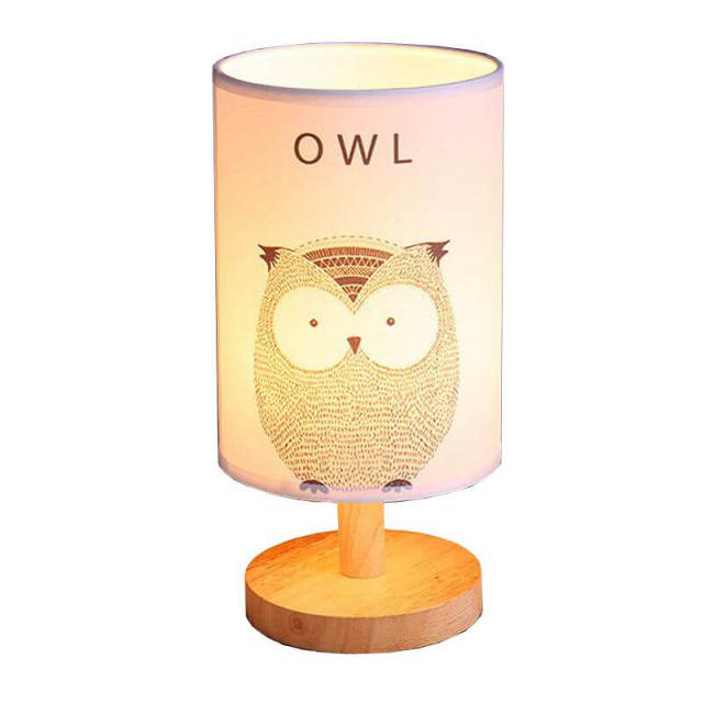 OOVOV Kids Room Fabric Small Table Lamp Simple Baby Room Bedroom Bedsides Mini Desk Light Nightlight