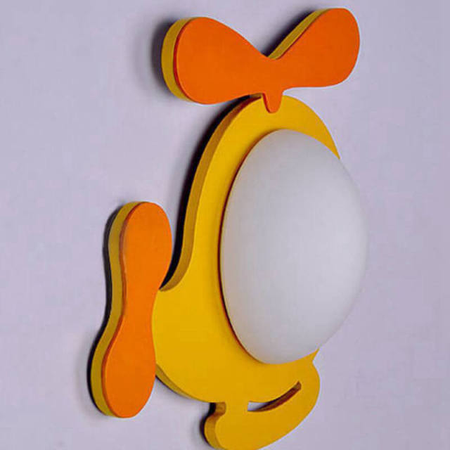 OOVOV Wooden Airplane Wall Lamp Cartoon Airplane Shape Wall Sconce with 6000K LED Light Sources for Children Bedroom Baby Room