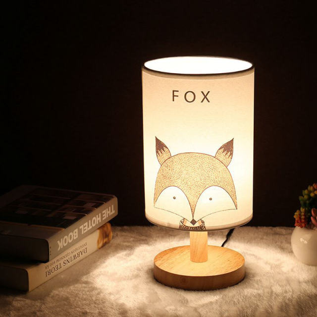 OOVOV Kids Room Fabric Small Table Lamp Simple Baby Room Bedroom Bedsides Mini Desk Light Nightlight