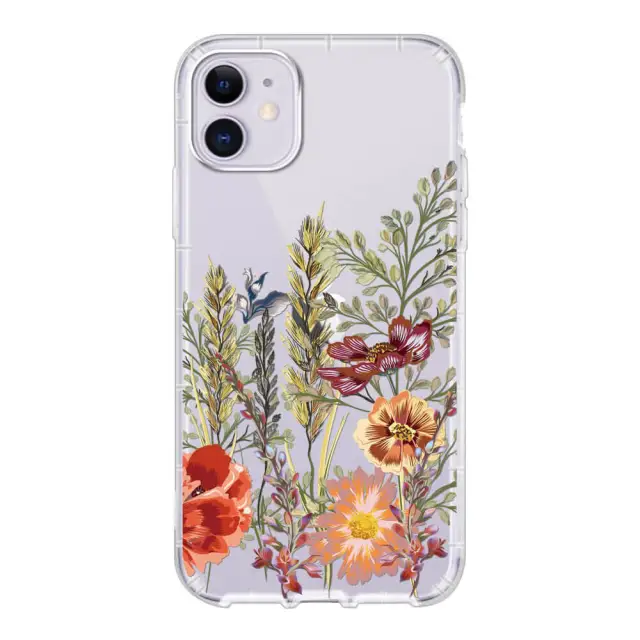 OOVOV Case for iPhone 11 / iPhone 12 Cute Case with Flowers for Girly Women Clear Floral Pattern Hard Back Skin Cover Phone Case for iPhone 6.1 inch