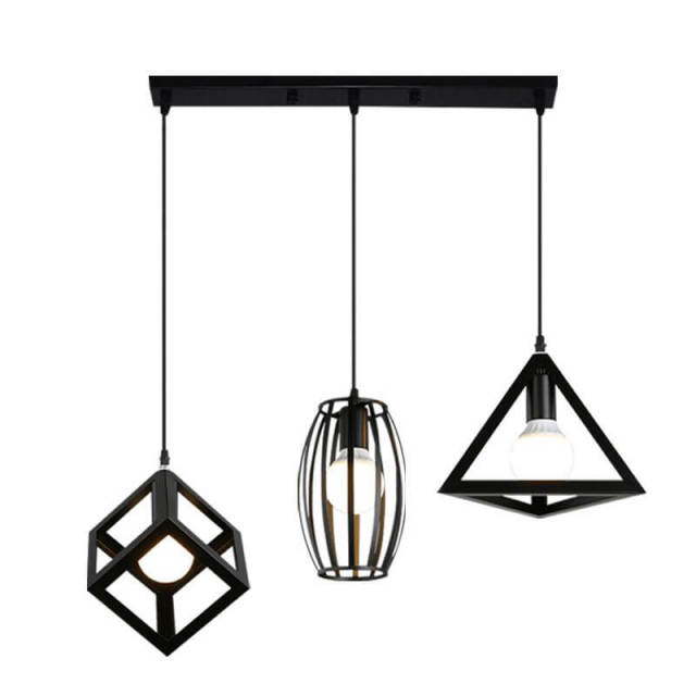 OOVOV Black Iron Restaurant Pendant Lights 3 Lights Simple Pendant Lighting Fixture for Dining Room Meals Room Kitchen