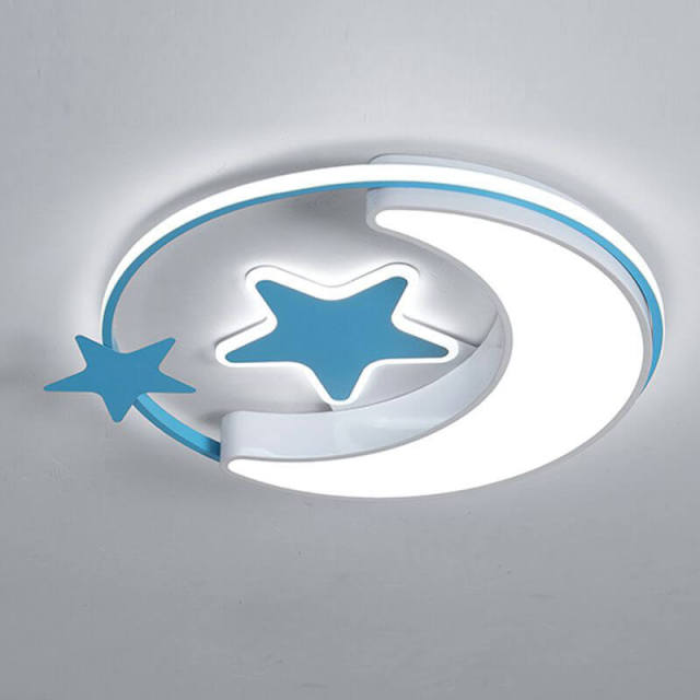 OOVOV Star Moon Ceiling Lamp Cartoon Ceiling Lights Fixture with LED Light Sources for Kids Room Baby Room Bedroom