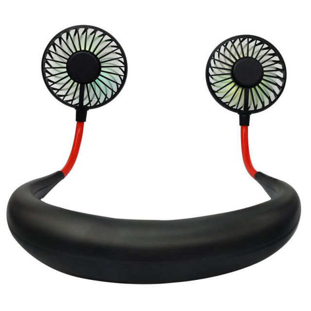 OOVOV Neck Fan,Portable USB Rechargeable LED Fan Headphone Design Hand Free Personal Fan Wearable Cooler Fan with Dual Wind Head for Traveling Outdoor