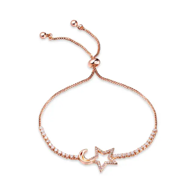 OOVOV Rose Gold Plated Cubic Zirconia Classic Tennis Bracelet for Women, Adjustable Slider,Butterfly Bracelet,Wing Bracelet