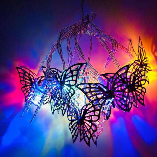 OOVOV Silver Metal Butterfly LED String Lights Battery Operated for Home Wedding Party Birthday Valentines Day and Seasonal Décor 6 ft/10 LEDs