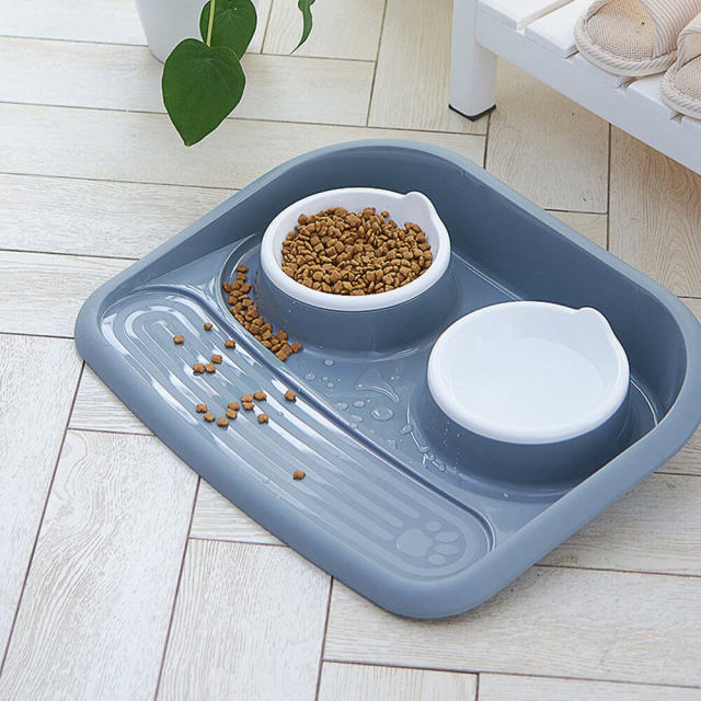 OOVOV Double PP Pet Bowl for Dog Cat with Splash proof and Leakproof Tilted Stand