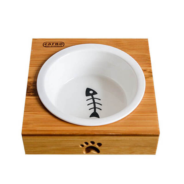 OOVOV Cat Bowl,Pet Dog Bowls,Natural Bamboo Cat Dog Food and Water Bowls,Cat and Dog Food Bowls,Raised Pet Feeder,Non-slip Cat Bowls with Stand