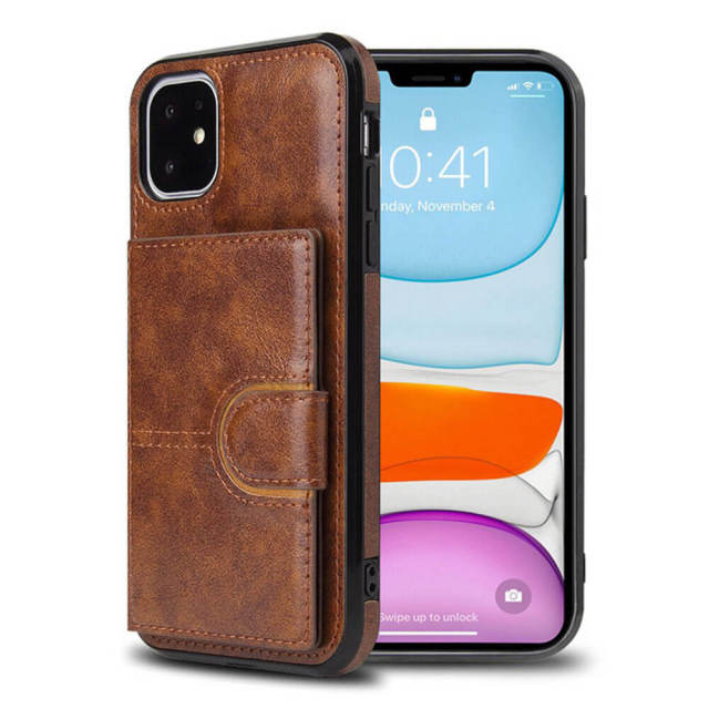 Phone Case Wallet for iPhone 11 / iPhone 12 with Card Holder Bracket Flip Folio PU Leather Phone Cases