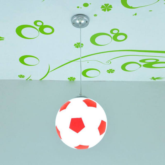 Basketball Pendant Light Soccer Glass Kids Pendant Hanging Lights 20cm Cartoon Style