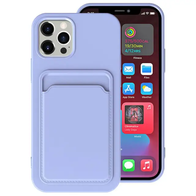 OOVOV 6.1 inch Phone Case for iPhone 12 Pro Phone Case with Card Holder for Back of iPhone 12 Soft TPU Phone Cover with Card Holder