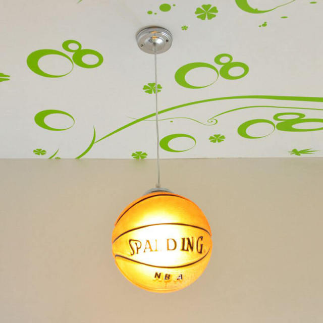 Basketball Pendant Light Soccer Glass Kids Pendant Hanging Lights 20cm Cartoon Style