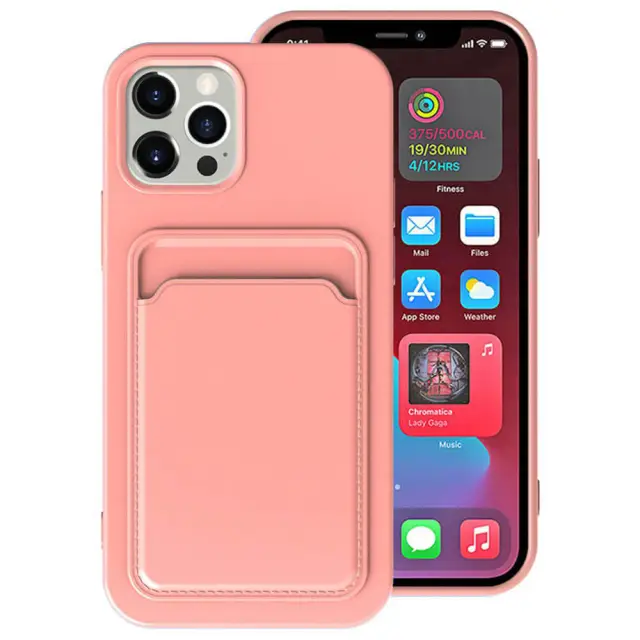 OOVOV 6.1 inch Phone Case for iPhone 12 Pro Phone Case with Card Holder for Back of iPhone 12 Soft TPU Phone Cover with Card Holder