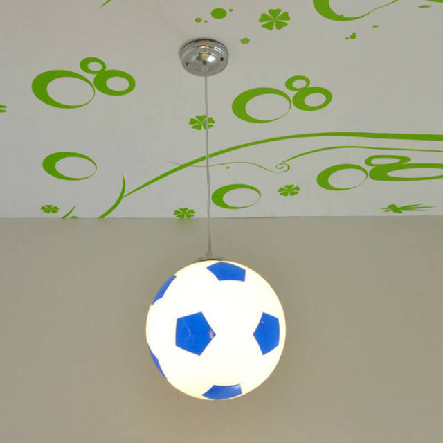 Basketball Pendant Light Soccer Glass Kids Pendant Hanging Lights 20cm Cartoon Style