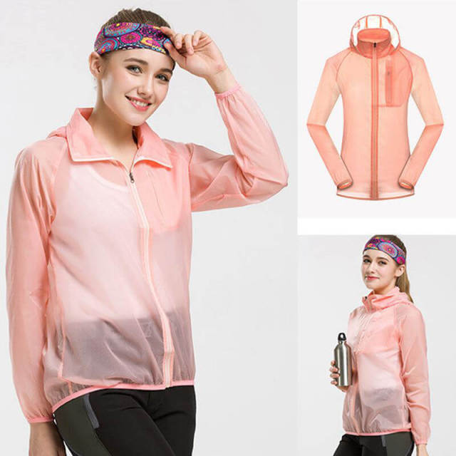 OOVOV Summer Outdoor Sun Protection Clothing,Women Men UV UPF 40+ Transparent Sun Proof Jacket Hoodie Skin Coat Quick Dry