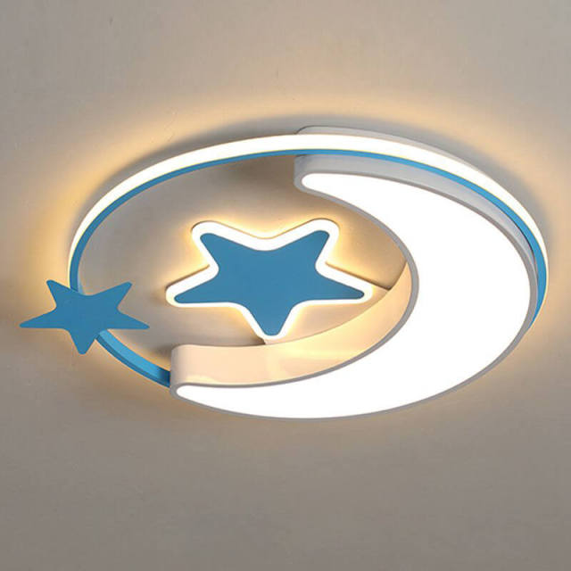 OOVOV Star Moon Ceiling Lamp Cartoon Ceiling Lights Fixture with LED Light Sources for Kids Room Baby Room Bedroom