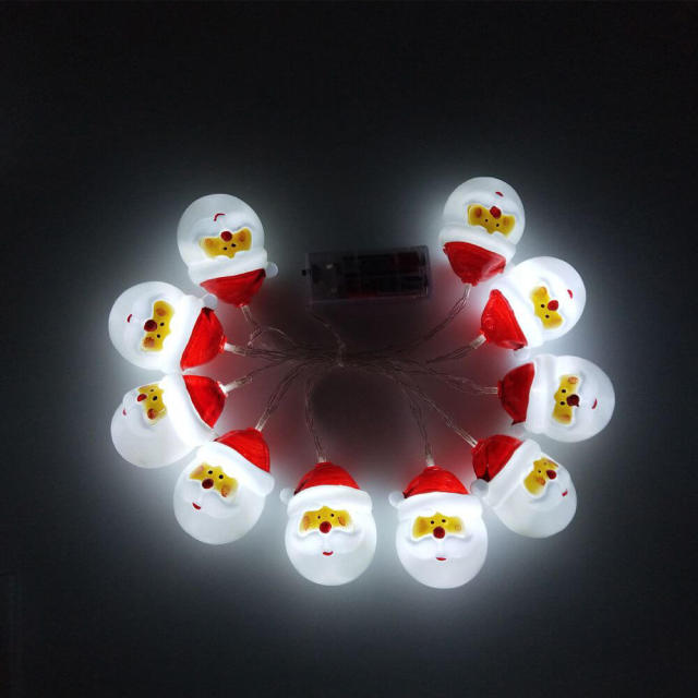 OOVOV 10-Light Santa Head Light Set Battery Operated Christmas Lights Santa Claus Novelty Fairy Lights for Christmas Holidays Party