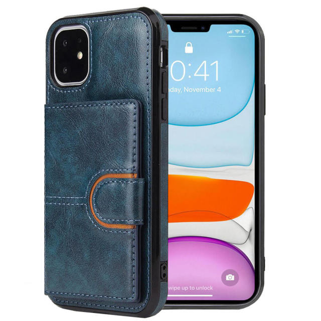 Phone Case Wallet for iPhone 11 / iPhone 12 with Card Holder Bracket Flip Folio PU Leather Phone Cases