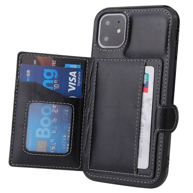 Phone Case Wallet for iPhone 11 / iPhone 12 with Card Holder Bracket Flip Folio PU Leather Phone Cases