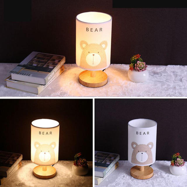 OOVOV Kids Room Fabric Small Table Lamp Simple Baby Room Bedroom Bedsides Mini Desk Light Nightlight