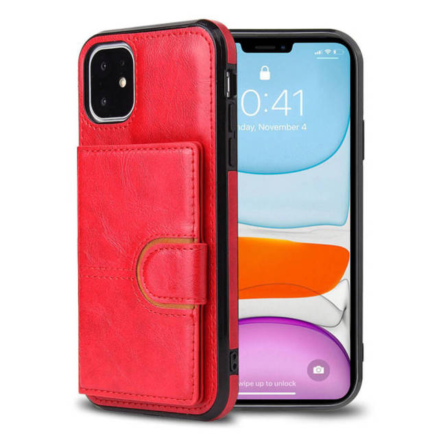 Phone Case Wallet for iPhone 11 / iPhone 12 with Card Holder Bracket Flip Folio PU Leather Phone Cases