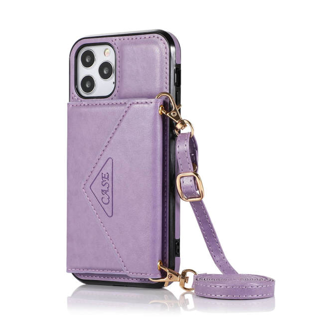 OOVOV Cases Wallet for iPhone 12 Crossbody iPhone Cases with Card Holder Protective Cover Flip Folio PU Leather Phone Case for iPhone 12/12 pro