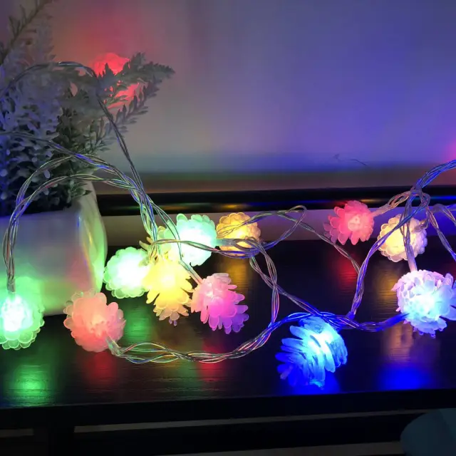 OOVOV Pine Cone Christmas String Lights 10ft 20LED Battery Powered Fairy Lights Indoor/Outdoor Patio Garden Party Christmas Tree Decoration
