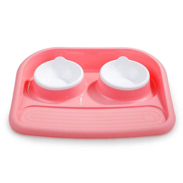 OOVOV Double PP Pet Bowl for Dog Cat with Splash proof and Leakproof Tilted Stand
