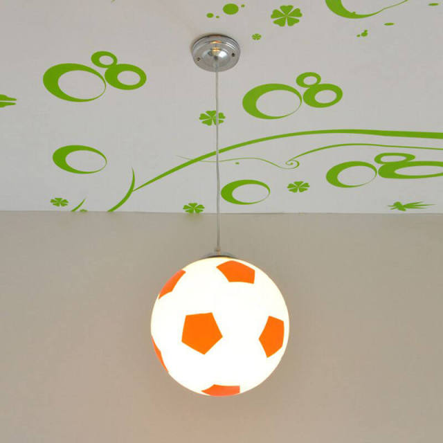 Basketball Pendant Light Soccer Glass Kids Pendant Hanging Lights 20cm Cartoon Style