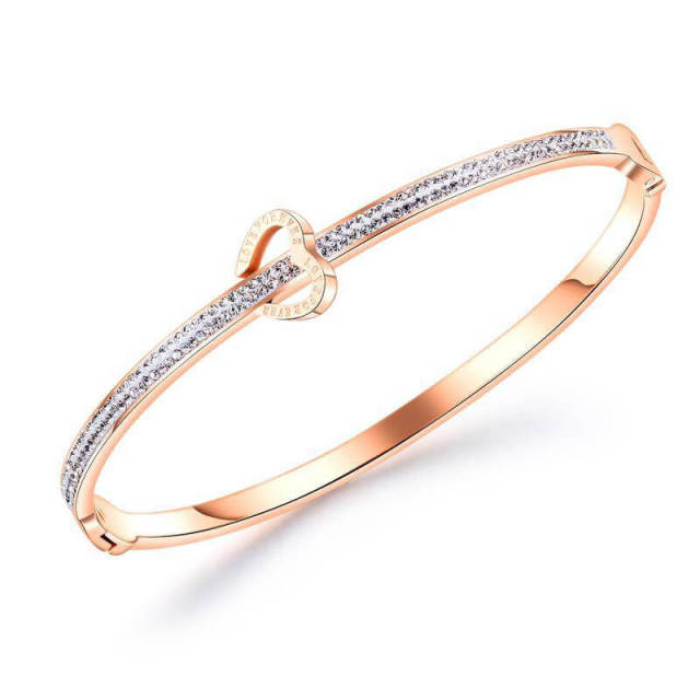 OOVOV Valentine Day Gift Rhinestone Bracelet Bangle Clear Crystal Bracelet Bangle Lightweight Rose Gold Plated Bracelet