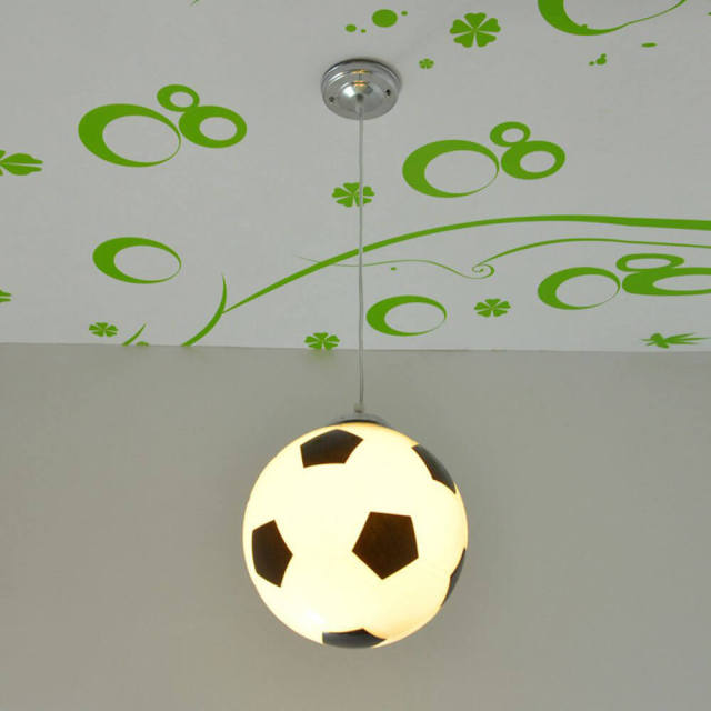 Basketball Pendant Light Soccer Glass Kids Pendant Hanging Lights 20cm Cartoon Style