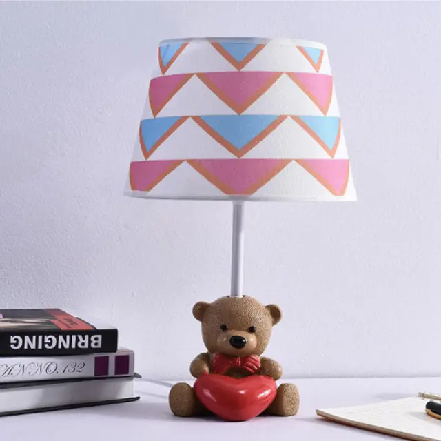 OOVOV Cartoon Cloth Bear Baby Room Desk Lamp Child Room Desk Light Bedroom Bedsides Table Lamp