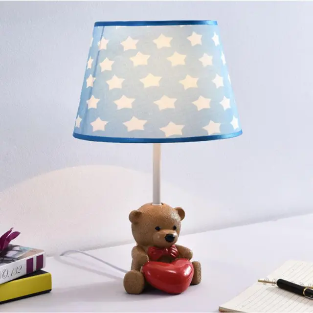 OOVOV Cartoon Cloth Bear Baby Room Desk Lamp Child Room Desk Light Bedroom Bedsides Table Lamp