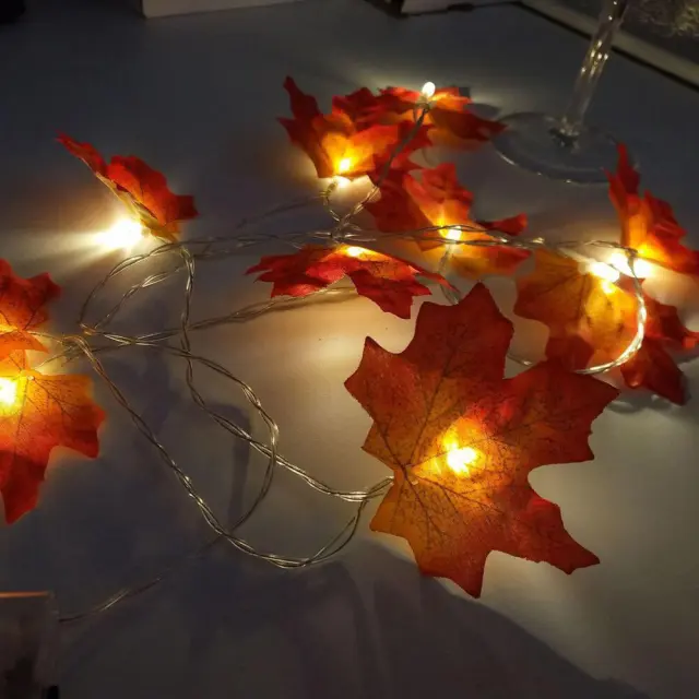 OOVOV Decorative LED String Lights Maple Leaf LED String Light 10 Lights 1.5M Battery Case