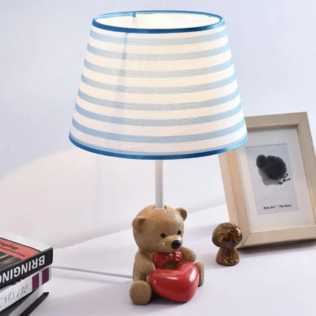 OOVOV Cartoon Cloth Bear Baby Room Desk Lamp Child Room Desk Light Bedroom Bedsides Table Lamp